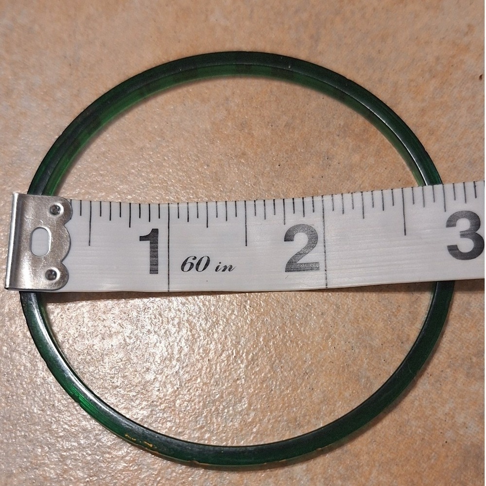 Set‎ of 8 Emerald Green Bangles with Gold Leaf Flecks Stackable Jewelry - Picture 6 of 7